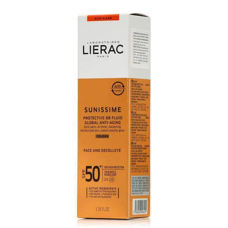 Lierac Sunissime BB Fluid Anti Age Глобальний золотистий сонцезахисний крем для обличчя SPF50 з пігментом 40 мл: ціни та характеристики