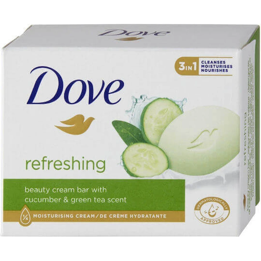Dove Освіжаюче мило-брус для рук і тіла Огірок і зелене дерево 90гр: ціни та характеристики