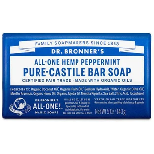 Конопляне м'ятне мило Dr Bronner's Pure-Castile Bar Soap All-One для тіла та волосся 140 гр.