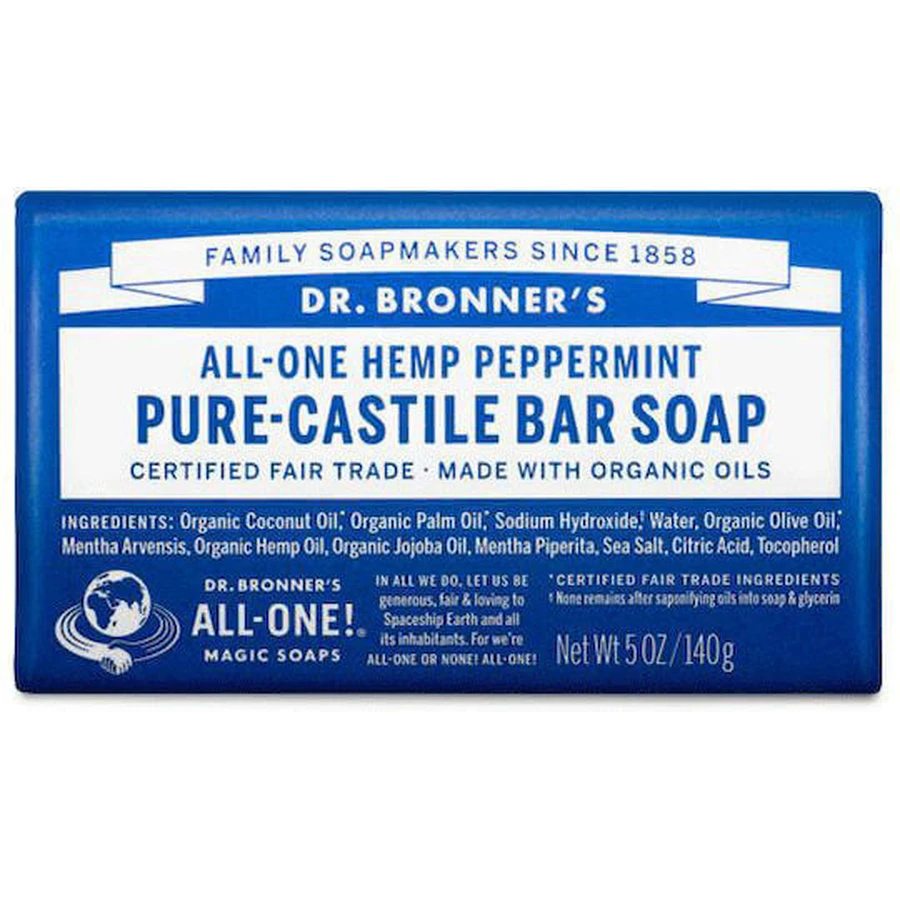 Конопляне м'ятне мило Dr Bronner's Pure-Castile Bar Soap All-One для тіла та волосся 140 гр.: ціни та характеристики