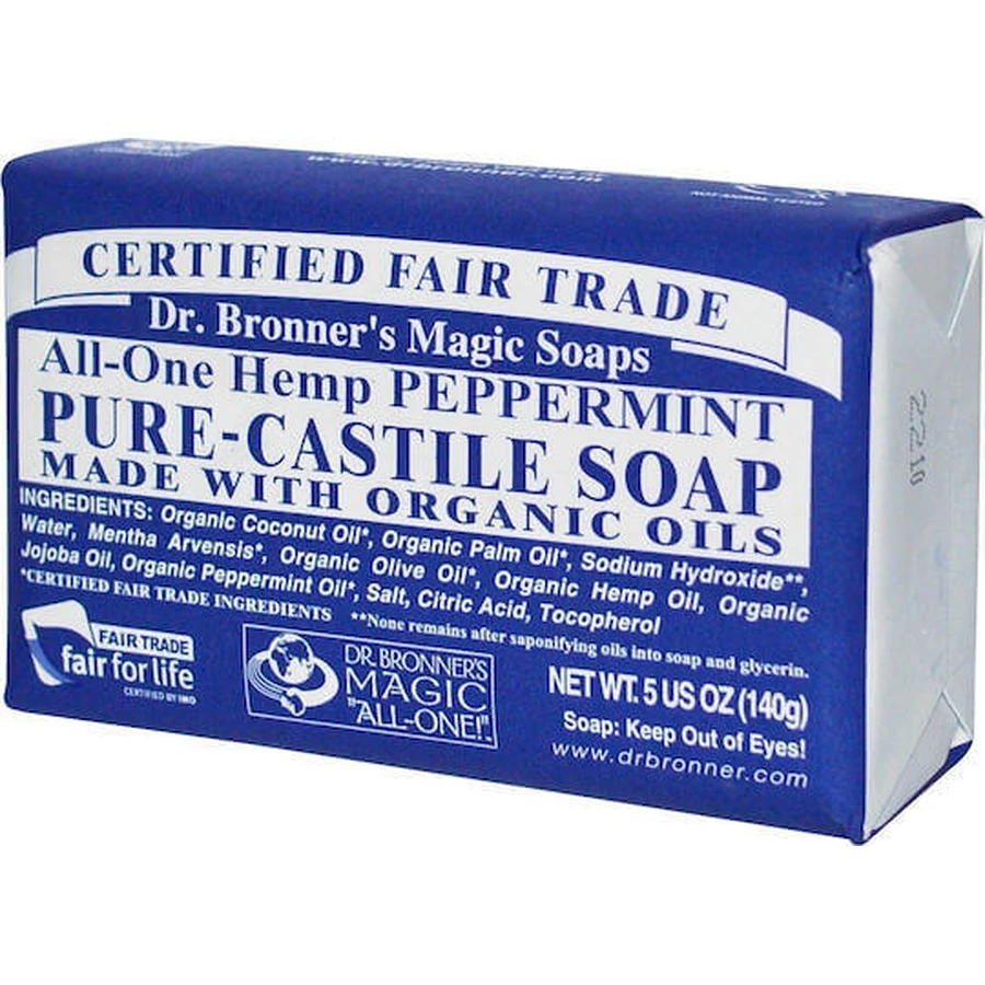 Конопляне м'ятне мило Dr Bronner's Pure-Castile Bar Soap All-One для тіла та волосся 140 гр.: ціни та характеристики