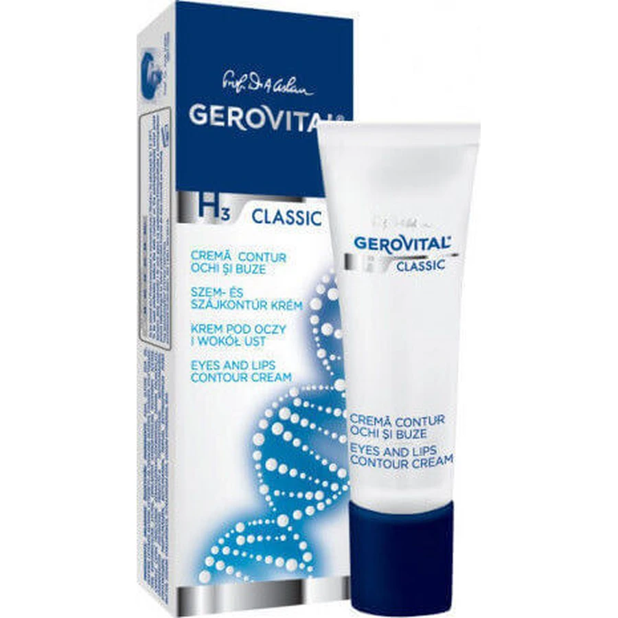 Gerovital H3 Classic Зволожуючий та омолоджуючий крем для шкіри навколо очей та губ з гіалуроновою кислотою 15мл: ціни та характеристики