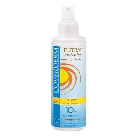 Coverderm Filteray Body Plus Безбарвний безводний сонцезахисний спрей (SPF 10) для тіла 150 мл: ціни та характеристики