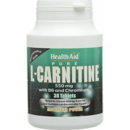 Health Aid Pure L-Carnitine with Carnitine 550mg and Unflavoured Flavour 30 tabs: цены и характеристики