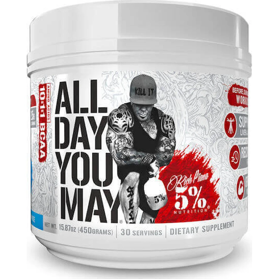 Rich Piana 5% Харчування Весь День Ти Травня 10:1:1 BCAA 450гр Синій лимонад: ціни та характеристики