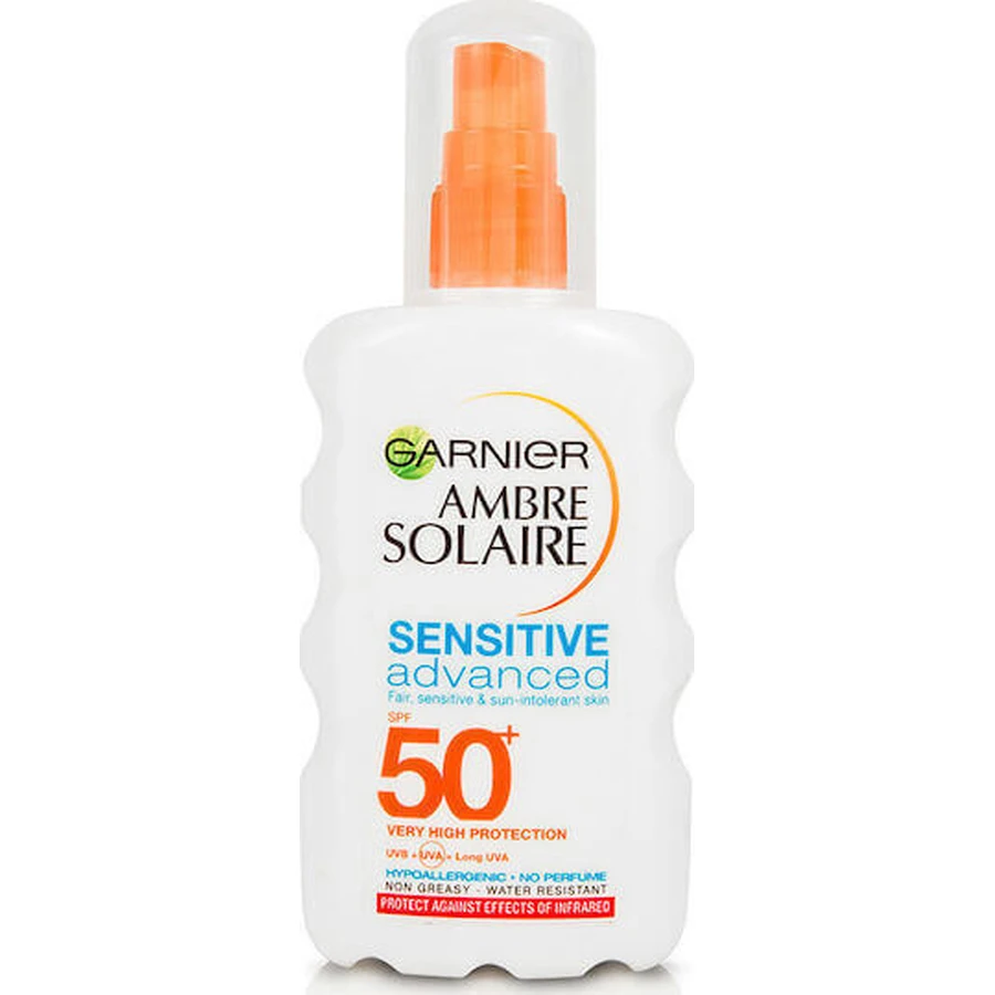 Garnier Ambre Solaire Sensitive Advanced Netlock Водостойкий солнцезащитный крем для тела SPF50 Спрей 200 мл: цены и характеристики