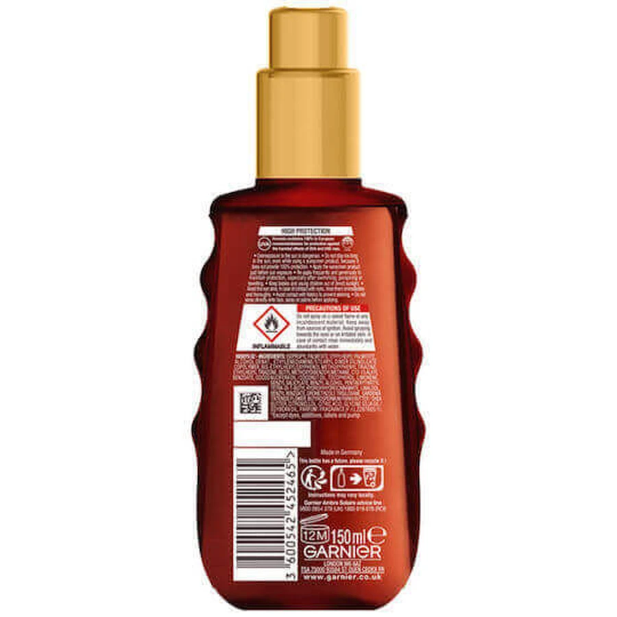 Garnier Солнцезащитное водостойкое масло для тела SPF30 в спрее: цены и характеристики