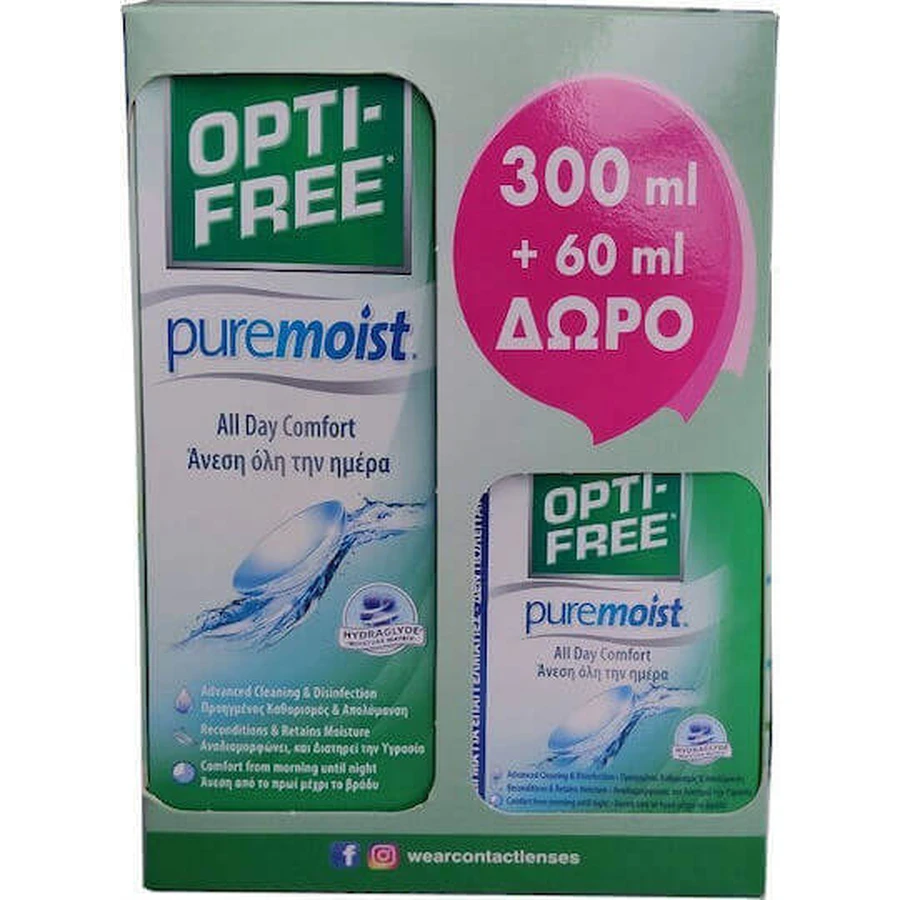 Раствор для контактных линз Alcon Opti-free Puremoist 300 мл и 60 мл: цены и характеристики