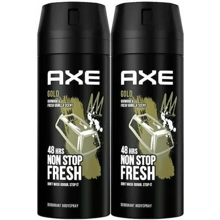 Дезодорант Axe Gold Temptation Outwood & Fresh Vanilla Non Stop Fresh Дезодорант-спрей 48 год 2х150мл: ціни та характеристики