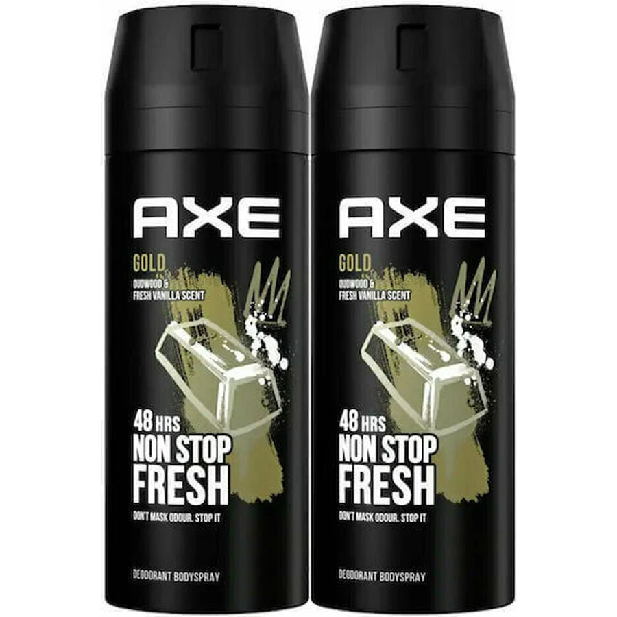 Дезодорант Axe Gold Temptation Outwood & Fresh Vanilla Non Stop Fresh Дезодорант-спрей 48 год 2х150мл: ціни та характеристики