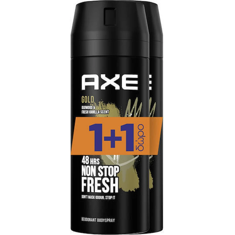 Дезодорант Axe Gold Temptation Outwood & Fresh Vanilla Non Stop Fresh Дезодорант-спрей 48 год 2х150мл: ціни та характеристики