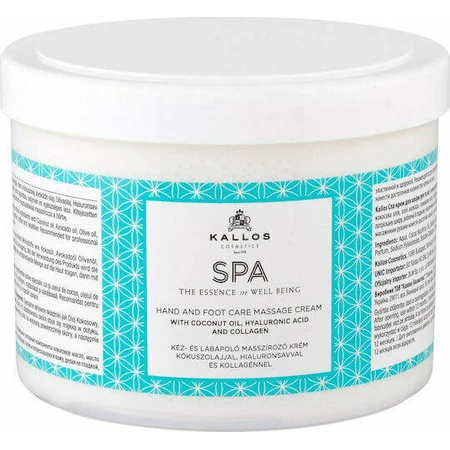 Kallos Spa Hand Foot Care Massage Cream Увлажняющий крем для тела с гиалуроновой кислотой и ароматом кокоса для сухой/очень сухой кожи 500 мл: цены и характеристики