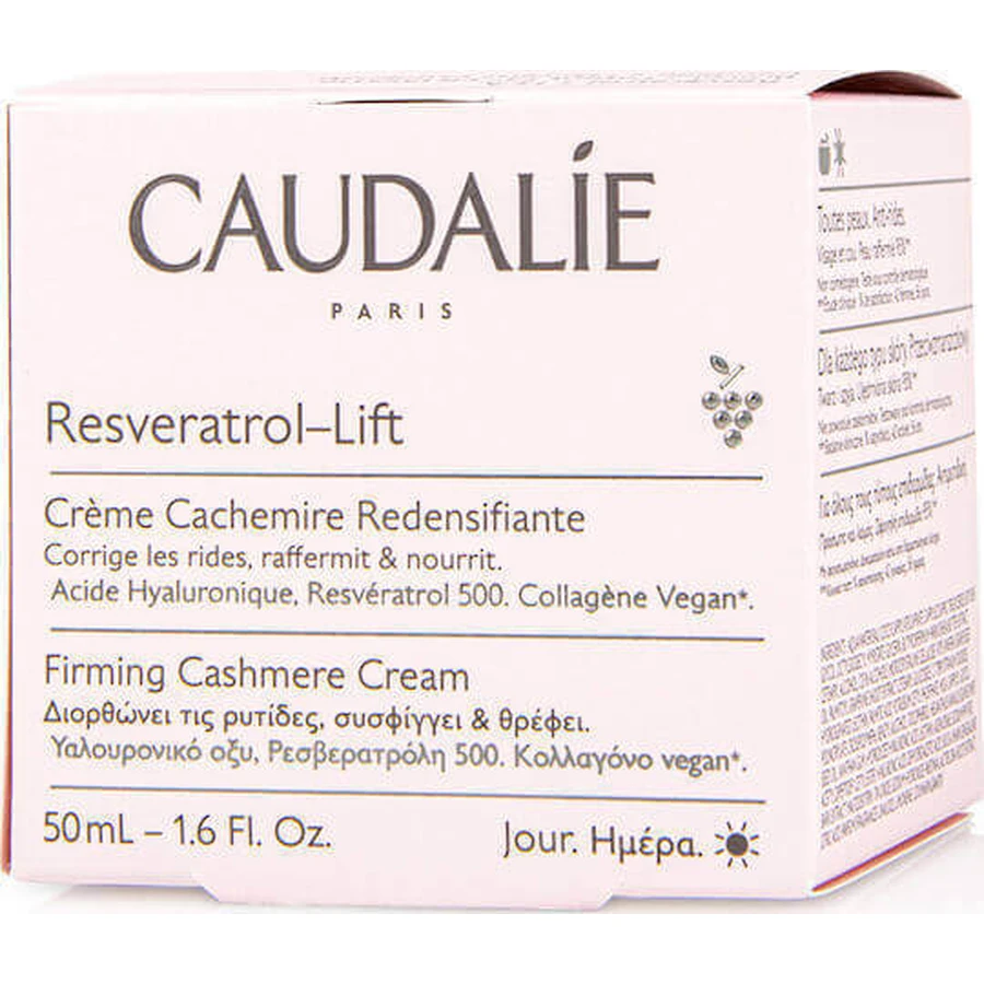 Caudalie Resveratrol-Lift Антивіковий і тонізуючий кашеміровий крем для обличчя з гіалуроновою кислотою та колагеном 50 мл: ціни та характеристики