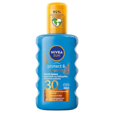 Nivea Protect & Bronze Водостойкий солнцезащитный лосьон для тела SPF30 спрей 200 мл: цены и характеристики