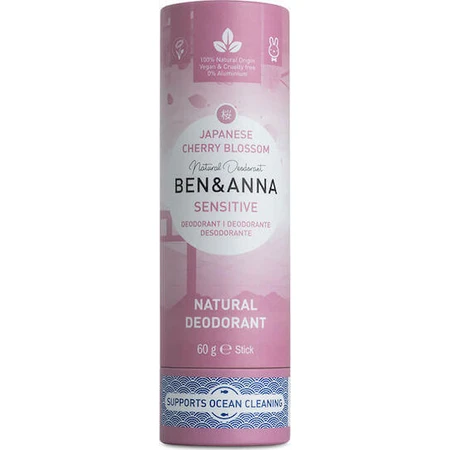 Дезодорант Ben & Anna Natural Soda Deodorant Papertube Дезодорант Papertube Japanese Cherry Blossom Sensitive Natural Deodorant Stick 60gr Без алюмінію: ціни та характеристики