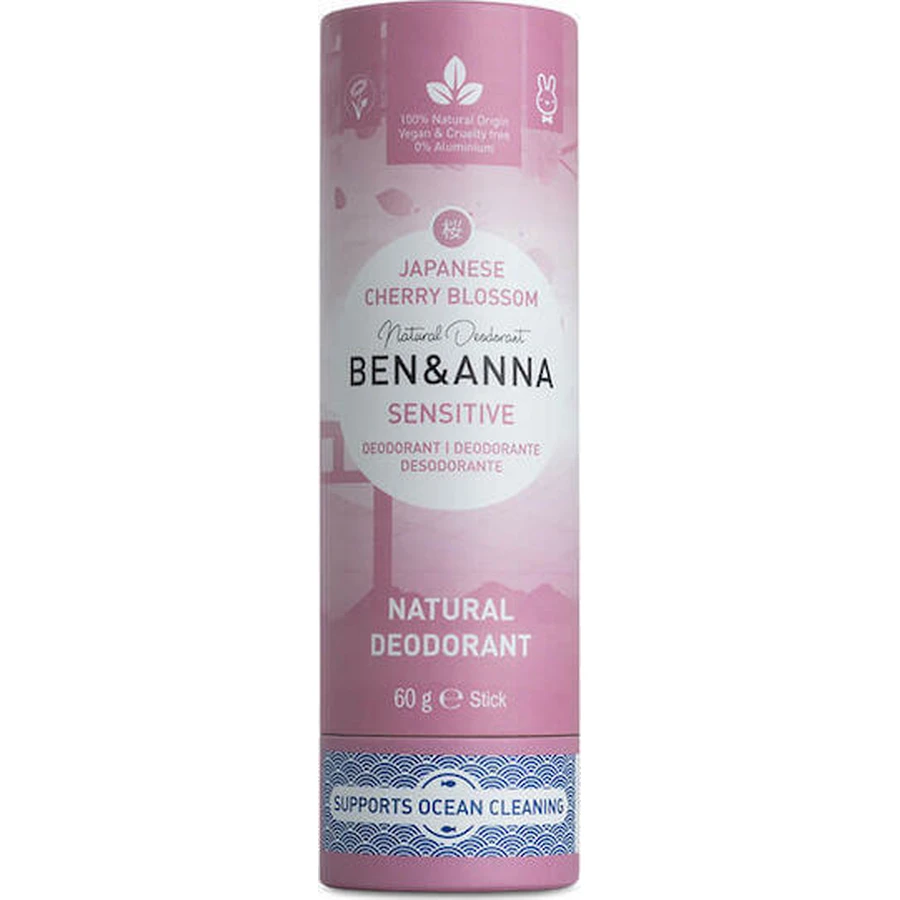 Дезодорант Ben & Anna Natural Soda Deodorant Papertube Дезодорант Papertube Japanese Cherry Blossom Sensitive Natural Deodorant Stick 60gr Без алюмінію: ціни та характеристики