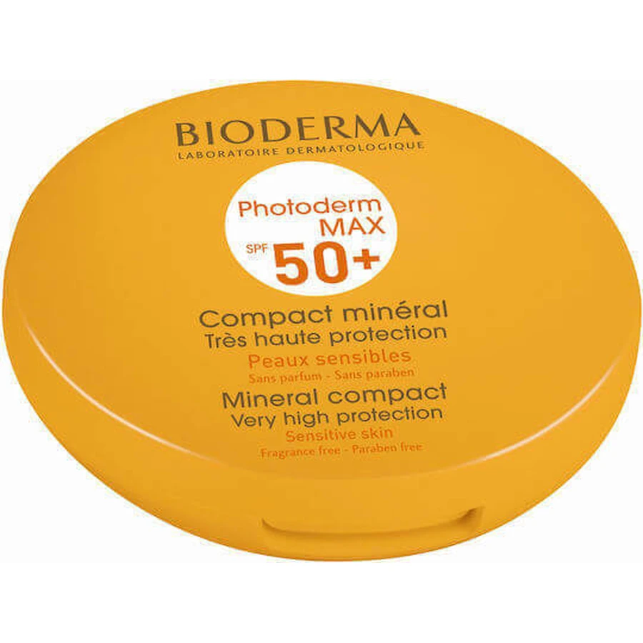 Компактна мінеральна водостійка сонцезахисна пудра для обличчя BioDerma Photoderm Max SPF50 із золотим пігментом 10гр: ціни та характеристики