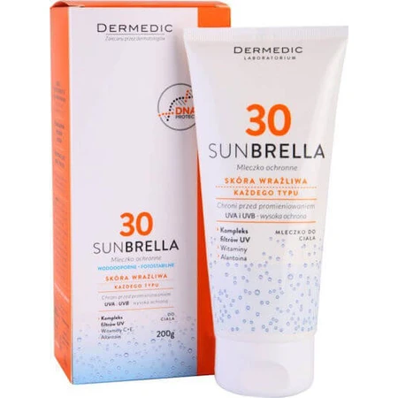 Сонцезахисний лосьйон для тіла Dermedic Sunbrella SPF30 200г: ціни та характеристики
