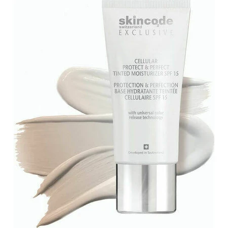 Skincode Exclusive Cellular Protect & Perfect Зволожуючий тонований денний крем для обличчя з SPF15 та пептидами 30 мл: ціни та характеристики