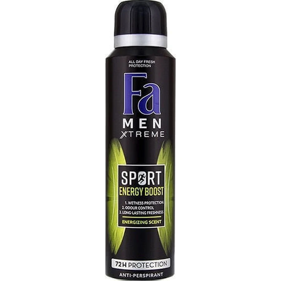 Fa Men Xtreme Sport Xtreme Sport Energy Boost Дезодорант-антиспірант 72 години Дезодорант-спрей 150 мл: ціни та характеристики