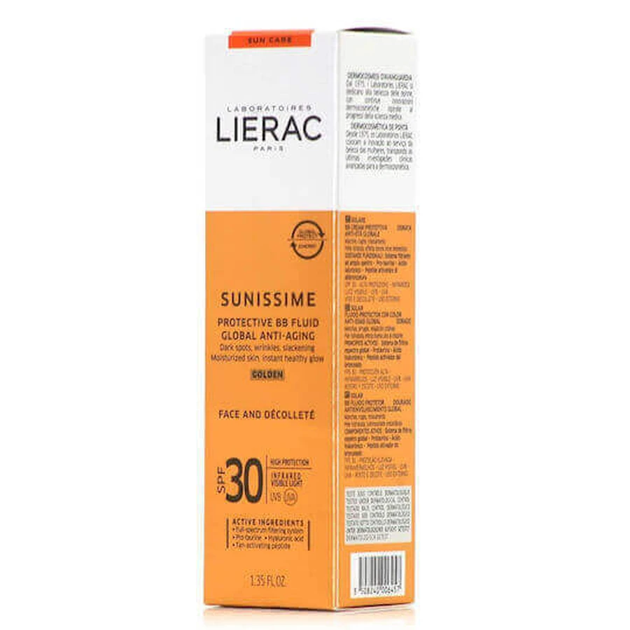 Lierac Sunissime BB Fluid Anti Age Глобальний золотистий сонцезахисний крем для обличчя SPF30 з пігментом 40 мл: ціни та характеристики