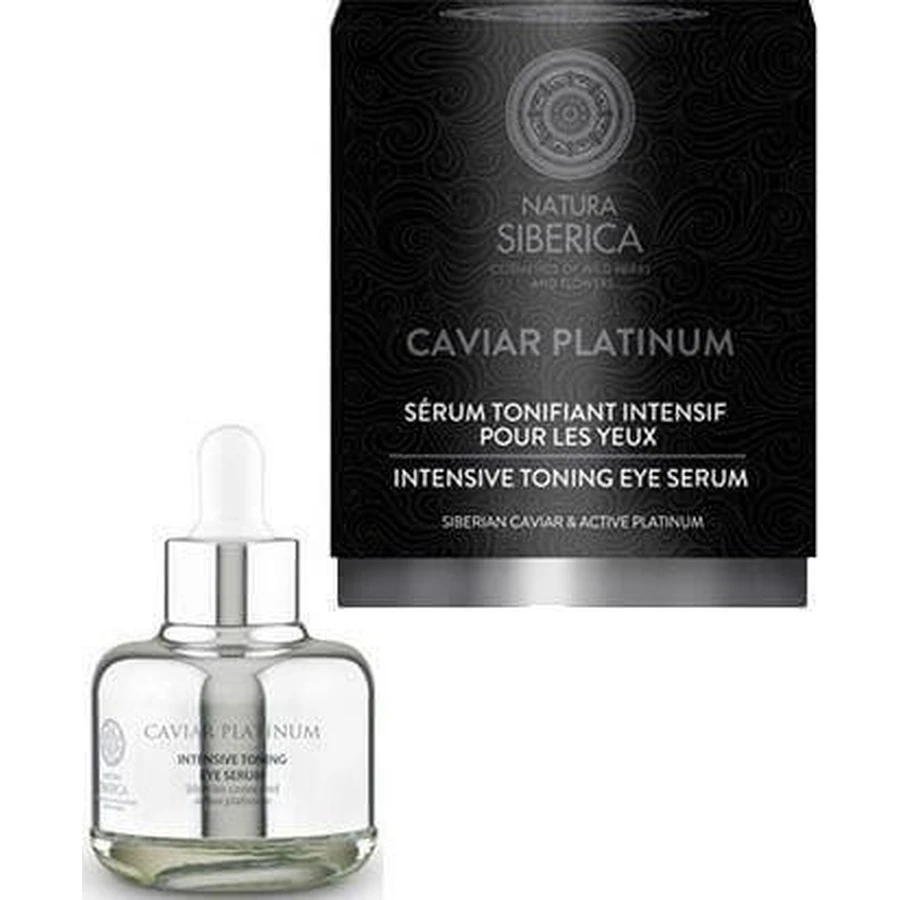 Natura Siberica Platinum Интенсивная тонизирующая увлажняющая и антивозрастная сыворотка для глаз с икрой и витамином С против морщин и сияния кожи вокруг глаз 30 мл: цены и характеристики