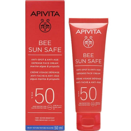 Apivita Bee Sun Safe Солнцезащитный крем для лица водостойкий SPF50 50 мл: цены и характеристики