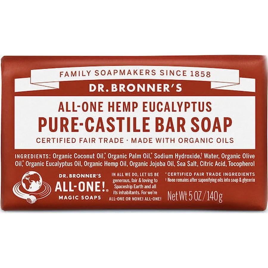 Мило брусковий Dr Bronner's Евкаліптове мило для тіла та волосся 140гр: ціни та характеристики