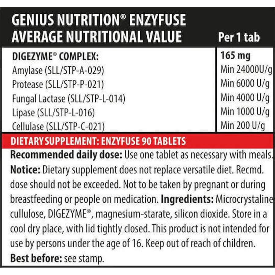 Genius Nutrition Enzyfuse 90 капс.: ціни та характеристики