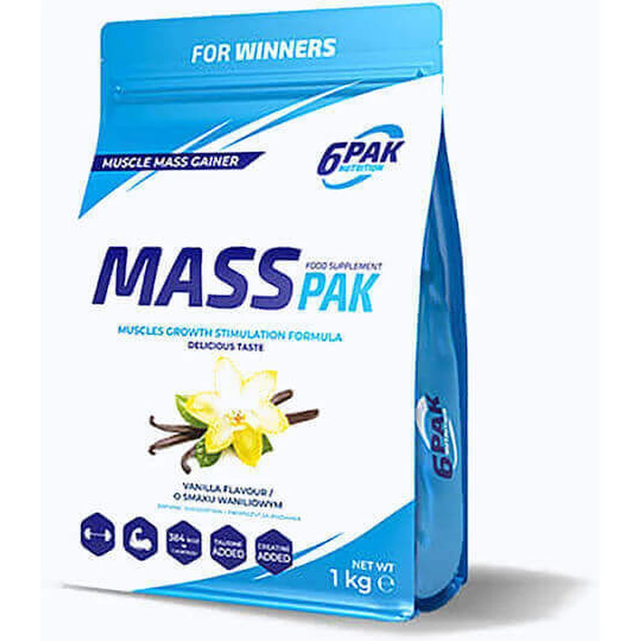 6Pak Nutrition Mass Pak с креатином и ванильным вкусом 1 кг: цены и характеристики