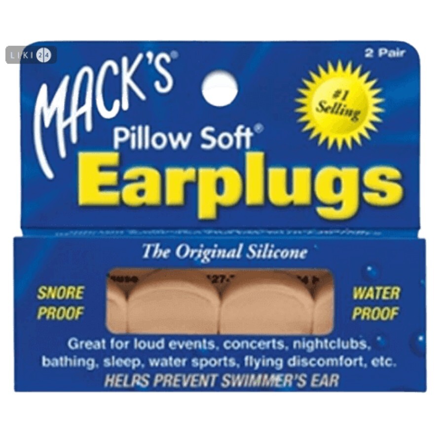 Беруші Mack's Moldable Pillow Soft з силікону пара №2: ціни та характеристики