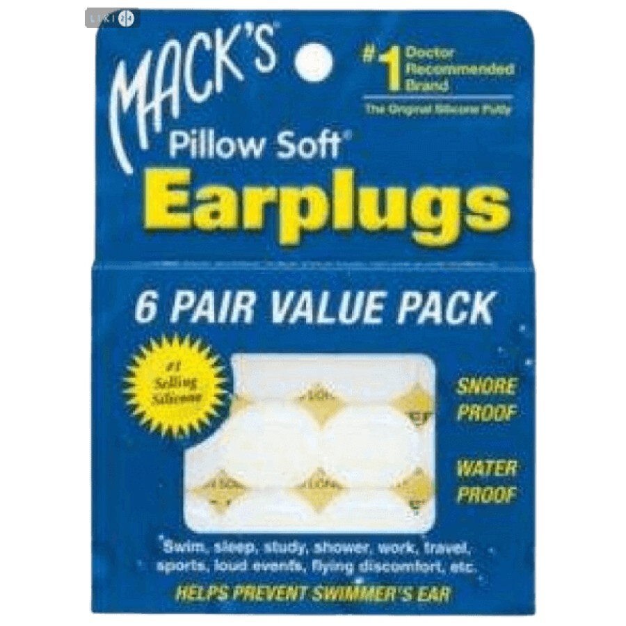 Беруші Mack's Moldable Pillow Soft з силікону 6 пар: ціни та характеристики