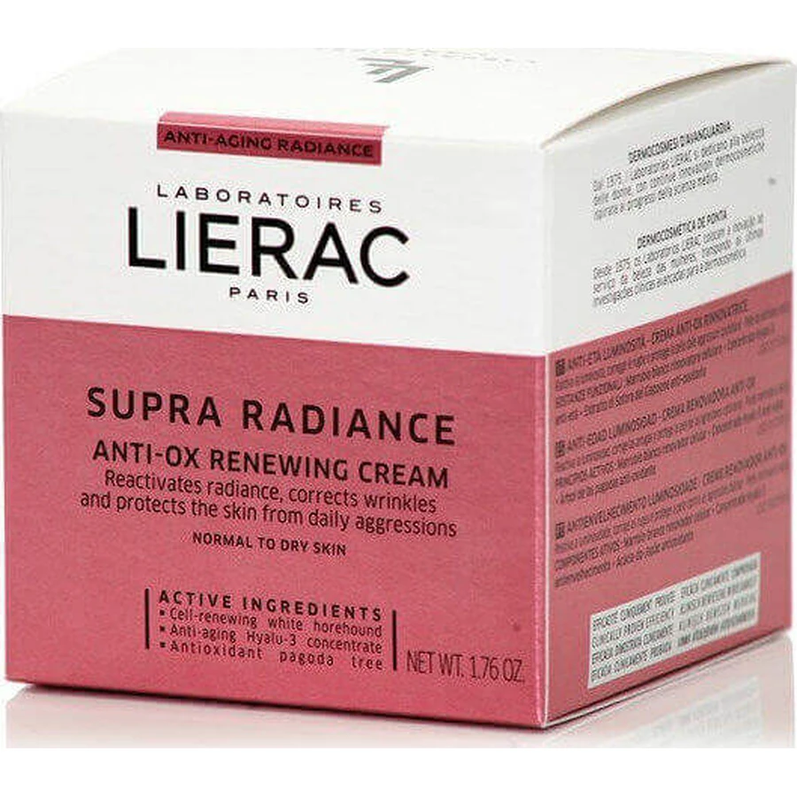 Lierac Supra Radiance Антиоксидантний зволожуючий та омолоджуючий денний крем з гіалуроновою кислотою 50мл: ціни та характеристики