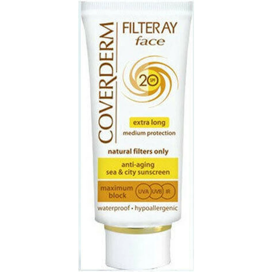 Coverderm Filteray Soft Brown Водостійкий сонцезахисний крем для обличчя SPF20 з пігментом 50 мл: ціни та характеристики