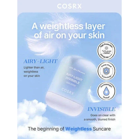 Cosrx Cosrx Airy-Light Невидимий невидимий сонцезахисний крем-стік для обличчя SPF50 19гр: ціни та характеристики