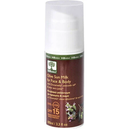 Bioselect Olive Sun Milk Солнцезащитный крем для лица и тела SPF15 100 мл: цены и характеристики