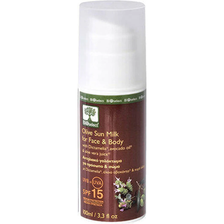 Bioselect Olive Sun Milk Солнцезащитный крем для лица и тела SPF15 100 мл: цены и характеристики