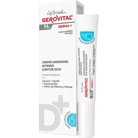 Gerovital Derma+ Зволожуючий і тонізуючий освітлюючий крем для шкіри навколо очей 15 мл: ціни та характеристики