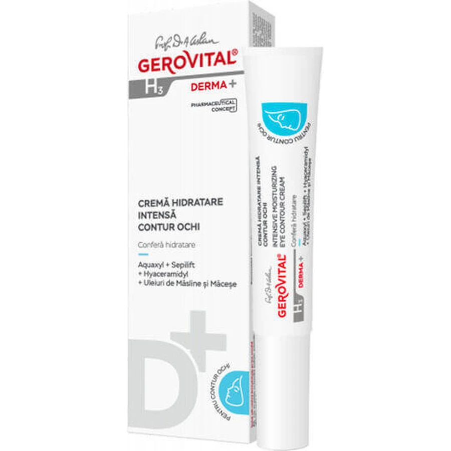 Gerovital Derma+ Зволожуючий і тонізуючий освітлюючий крем для шкіри навколо очей 15 мл: ціни та характеристики