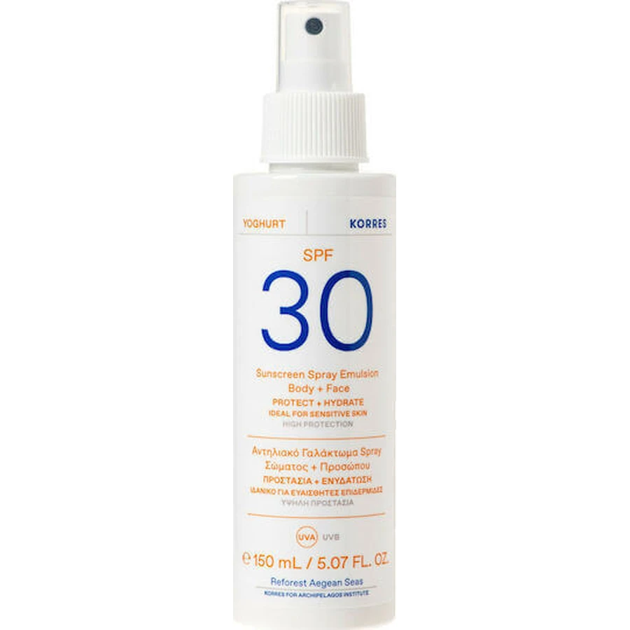 Korres Yogurt Йогуртовий водостійкий сонцезахисний крем для обличчя та тіла SPF30 150мл: ціни та характеристики