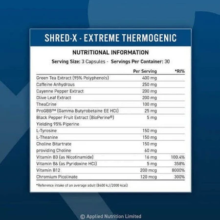 Applied Nutrition Shred-X Shred-X Extreme Thermogenic 3000mg 90 капс.: ціни та характеристики