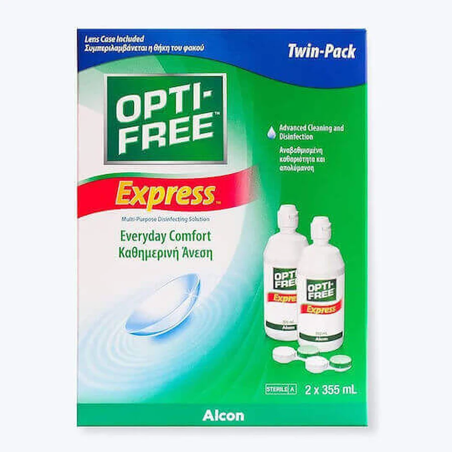 Alcon Opti-Free Express 2 штуки з футлярами для контактних лінз Розчин для контактних лінз 355 мл: ціни та характеристики