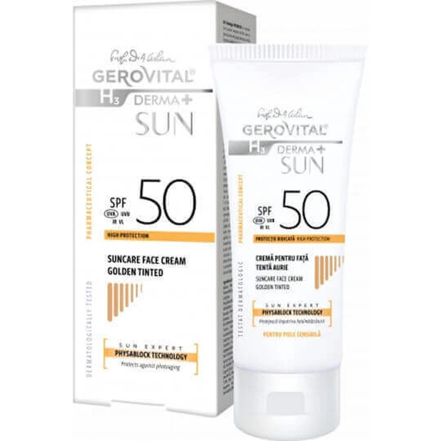 Gerovital H3 Derma+ Sun Cremă Antisolara Față SPF50 Cu Pigment Golden 50 мл: ціни та характеристики