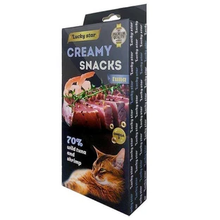 Lucky Star Creamy Snack Tuna Лакомство Нежное пюре из тихоокеанского тунца и креветок в стиках для кошек, 1х10 г