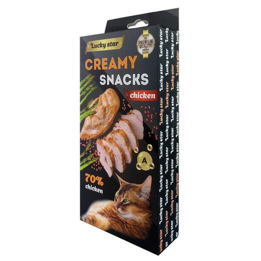 Lucky Star Creamy Snack Chicken Ласощі Лагідне пюре з м'яса курки у стіках для котів, 1х10 г: ціни та характеристики