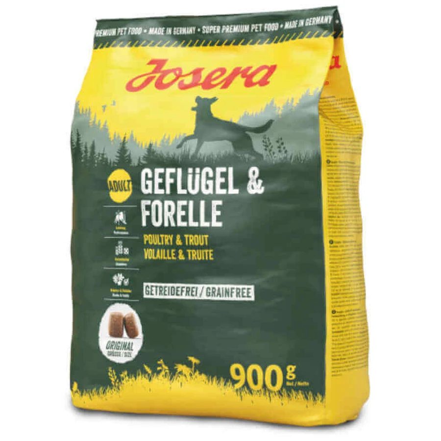 Josera Adult Geflügel & Forelle - сухой беззерновой корм с птицей и форелью для взрослых собак, 900 г: цены и характеристики