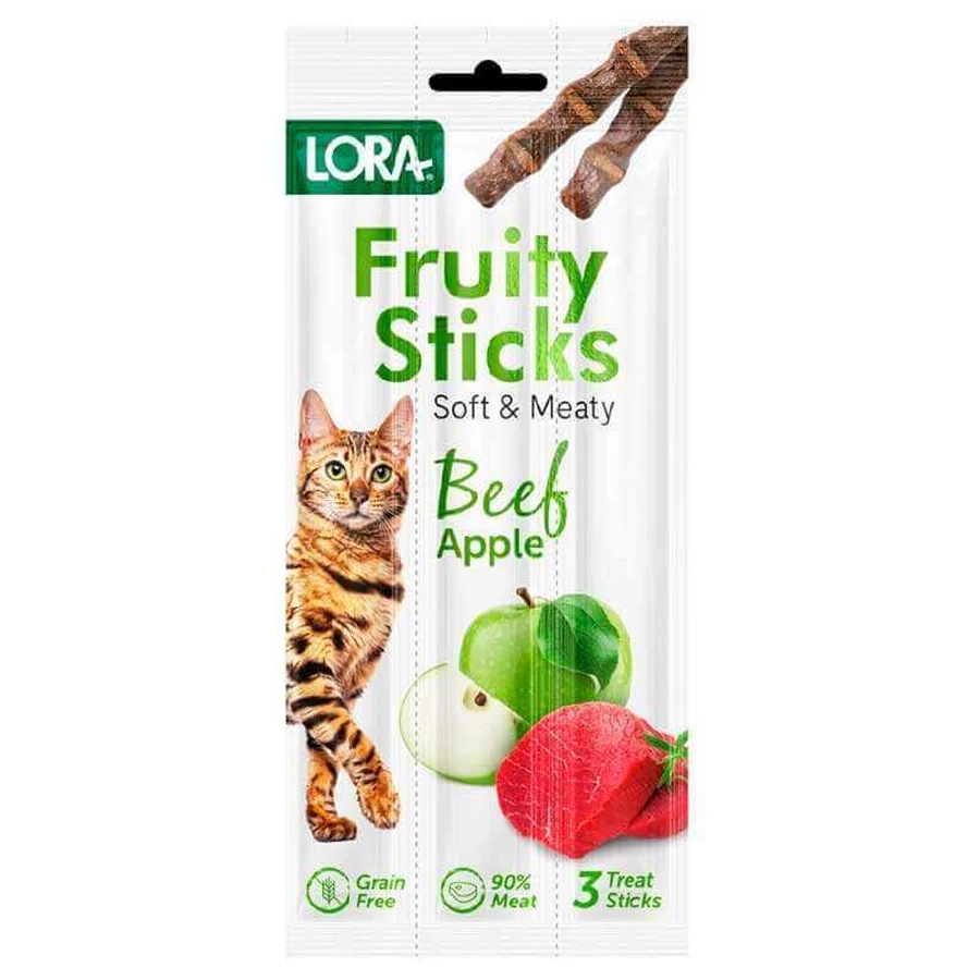 Lora Fruity Sticks Soft&Meaty Beef Apple Жевательные лакомства с говядиной и яблоком для взрослых кошек, 3х5 г: цены и характеристики