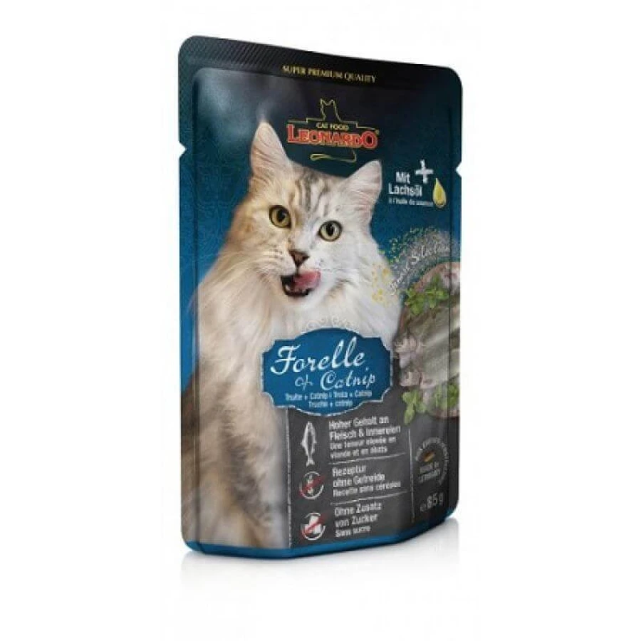 Leonardo Finest Selection Trout & Catnip Консервированный корм с форелью и кошачьей мятой для котов, 85 г: цены и характеристики