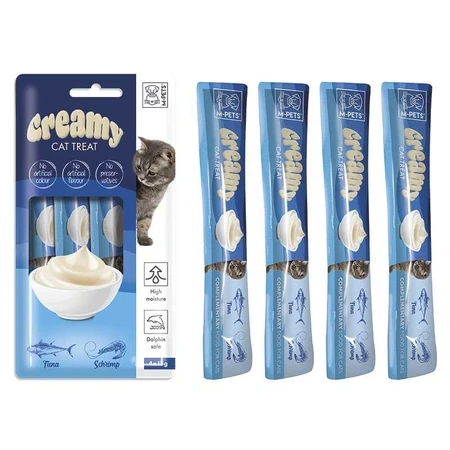 M-Pets Creamy Cat treat Tuna&Shrimp Ласощі Крем з тунцем та креветками для котів, 60 г: ціни та характеристики