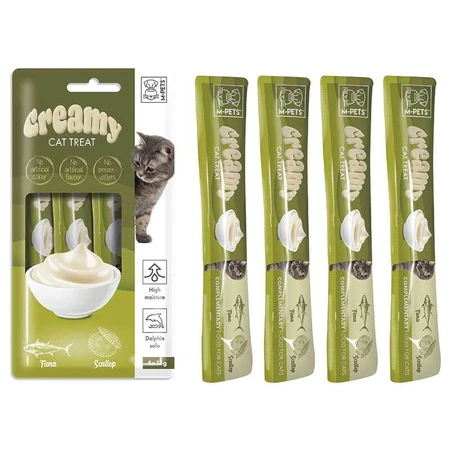 M-Pets Creamy Cat treat Tuna&Scallop Ласощі Крем з тунцем та морськими гребінцями для котів, 60 г: ціни та характеристики